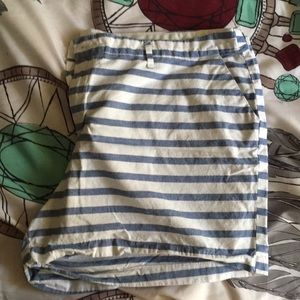 blue and white stripped shorts